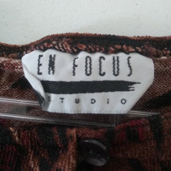 En Focus Studios women's size 16 brown multicolor animal print cardigan sweater - Picture 12 of 14